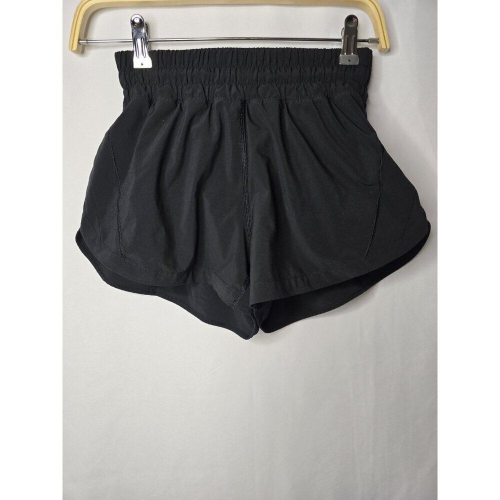 Lululemon Women Activewear Shorts 4 Black Track That High Rise Running 3" Inseam